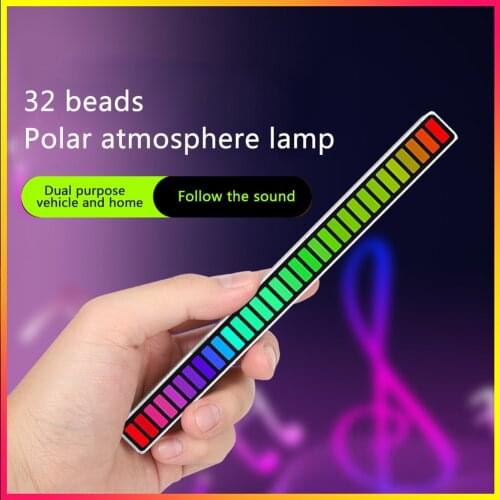 Bluetooth-Compatible RGB Lamp Voice Control Audio Music Rhythm Lamp Led Atmosphere Light Computer Car Atmosphere Pickup Light