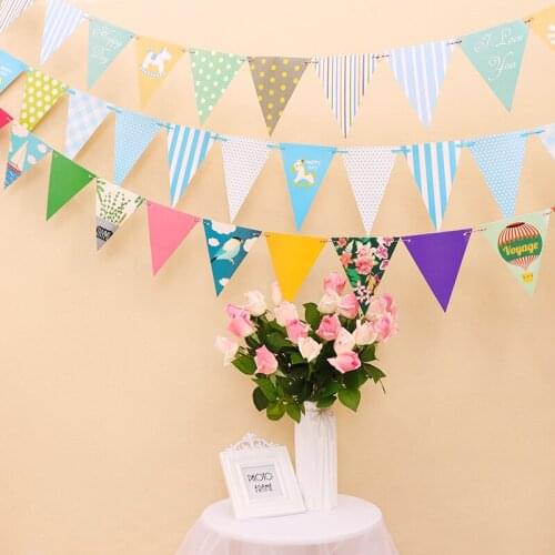 Party Paper Flag Banner Party Garland Decoration Bunting Wedding Event Birthday Baptism Baby Shower Decoration Kids Party Supply