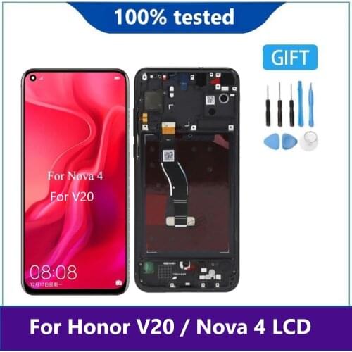 Original 6.4" Display for Huawei Honor View 20 LCD Fro V20 LCD Touch Screen Digitizer Assembly for Nova 4 LCD Screen With Frame