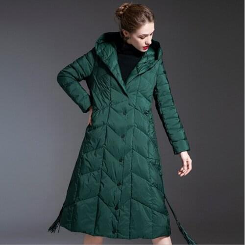 Long Winter Down Coat Women Warm Hooded Down Parkas 2020 Over the knee Jacket Women Duck Down Jackets Female Parkas Waterproof