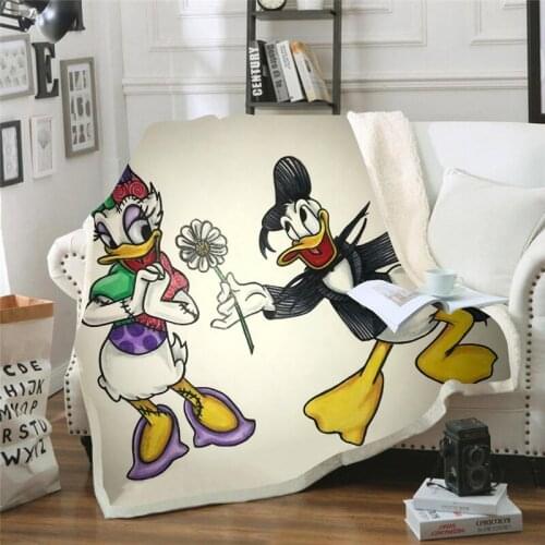 Home Textile Disney Eka Comfort Soft White Black Blanket Girl Boy Fashion Sofa Bedding Donald Duck Daisy Couple Cartoon Pattern