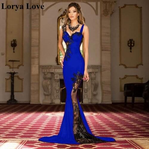 Elegant Royal Blue Mermaid Evening Dresses Women Special Occasion Party Appliques Sequin Long Gowns 2020 Red Prom Formal Dress