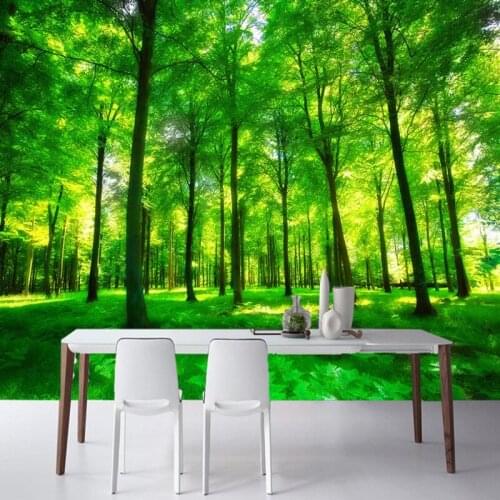Photo wallpaper 3D naked eye green sunshine forest mural living room TV backdrop wallpaper restaurant bar decoration painting