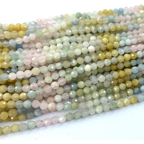 Veemake Morganite Natural Gemstones DIY Necklace Bracelets Earrings Ring Faceted Small Round Women Beads For Jewelry Making06546