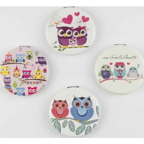 Owl Pattern Round Mirror