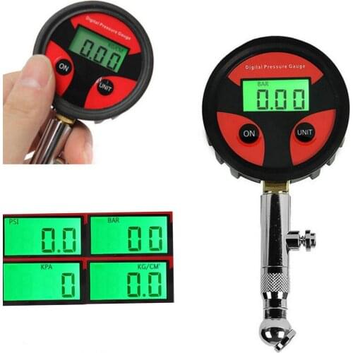 Pressure Gauge 0-200PSI Metal Universal Tyre Digital Pressure Meter Manometer With Tyre Cap Core
