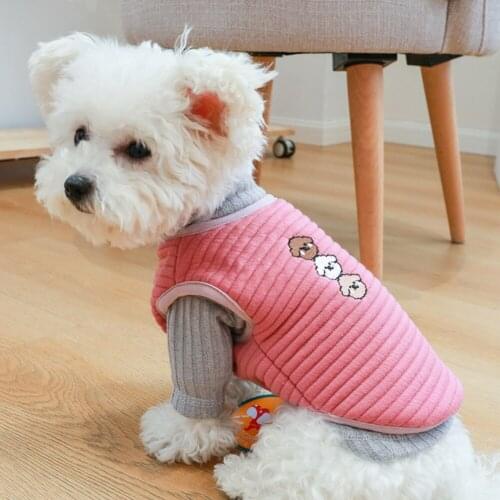 Cute Dog Clothes Puppy Autumn Winter Warm Soft Pullover Sweater Clothing Three Puppies Pattern Printing Dog Costume Pet Apparel
