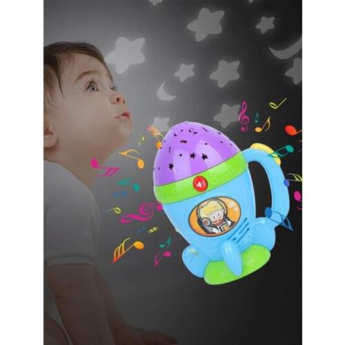 Multi-function Colorful Light Music Projection Flashlight Toy Baby Sleep Appease Projection Lamp Cartoon Picture Educational Toy