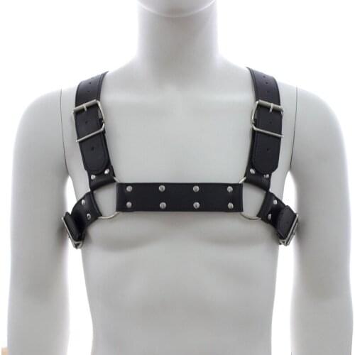Male Harness Bondage Fetish Gay Punk Clothes Restraint Accessories Leather Chest Belts Strap Sissy Erotic Sex Toys for Men