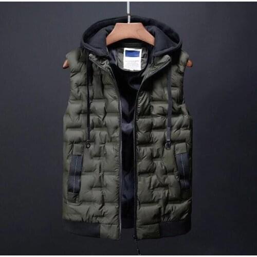 Men Vests 2021 Autumn Winter New Down Cotton Coat Detachable Cap Jacket