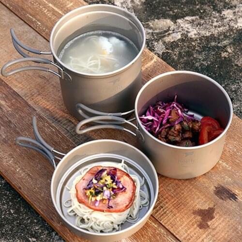 Keith Camping Titanium Cookware Set Camping Tableware Cooking Set Travel Cutlery Utensils Hiking Picnic Set Ti6014