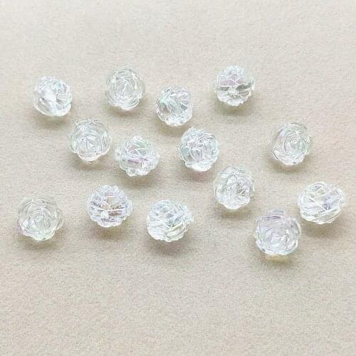 New arrival! 12mm 700pcs Aurora/AB effect Clear Rose shape beads for HandMade Earrings/Necklace DIY/Jewelry Findings