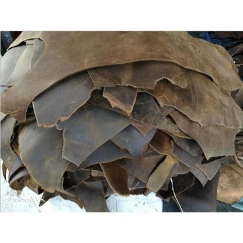 Wholesale 10kgs DIY Handmade Leftover Crazyhorse leather 1.6-2.2mm vegetable tanned leather wax leather retro style for wallet