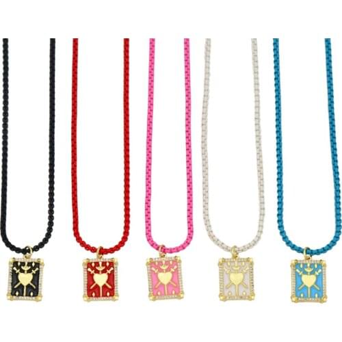 Candy Colors Sword Heart Womens Girls Necklace Tarot Jewelry Gift Geometric New Pattern Gold Enamel Pendant Necklace