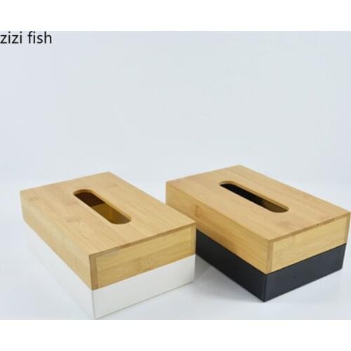 Plastic Tissue Box Restaurant Hotel Dinner Table Paper Towel Organizer Living Room Desktop Ornaments Bamboo Wood Tissue Boxes