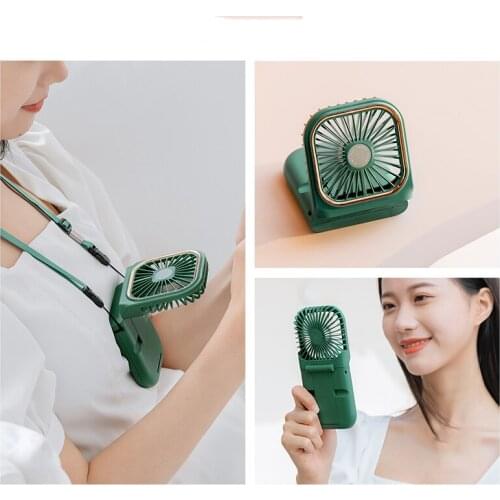 Hanging Neck Fans Mini Portable Folding USB Small Fan Mute Handheld Desktop Air Cooler Charge Home Office Desk Outdoor Travel