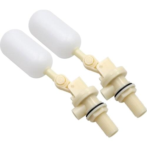 2PCS Adjustable Float Ball Valve DN15 1/2'' Inch White Plastic Water Control Switch Water Tank Inlet Auto Fill Float Ball Valve