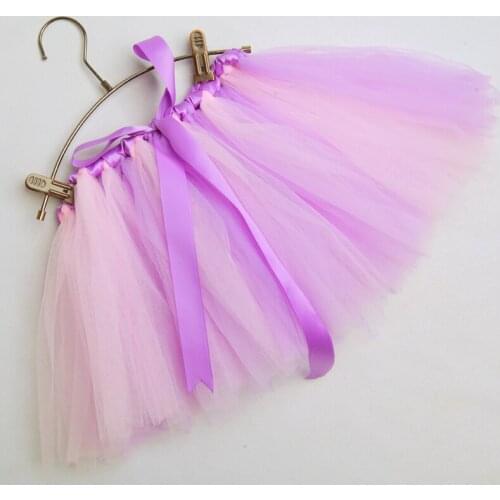 Baby Girls Pink And Lavender Fluffy Tutu Skirt School Performance Skirt For Girls Newborn Photo Prop Cloth Kid Halloween Costume