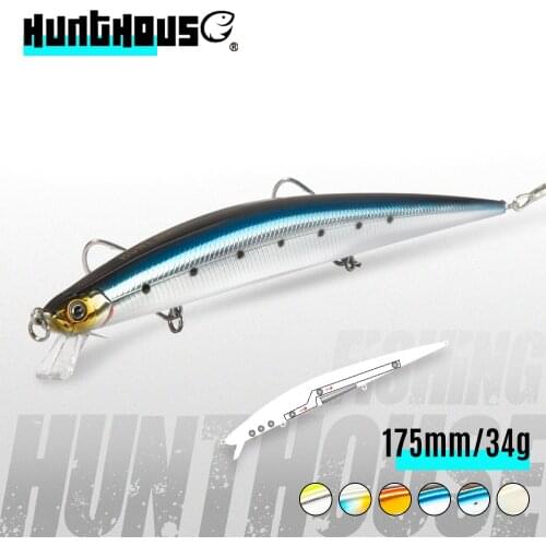Hunt house tide minnow slim 175mm/31g white sinking long minnow fishing lure blue for fishing bass long casting bait