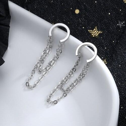 Luoluoyi No Pierced Ear Cuff Clip Chain Tassel Clip on Earrings For Women Korean Jewelry Femme New Earcuff Girl Gift