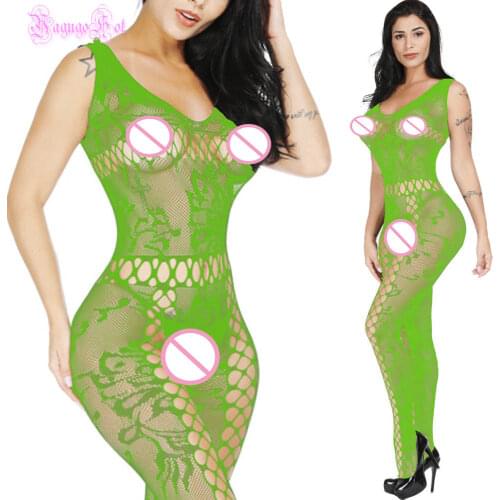 Intricate Fishnet Bodysuit Stocking Cami V Neck Floral Lace Midnight Lingerie Sleepwear Babydoll Latex Catsuit Erotic Jumpsuit
