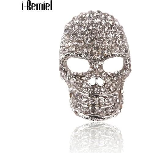 High-Grade Crystal Rhinestone Skull Brooch Temperament Female Male Suit Coat Pin Luxury Jewelry Accessories Gifts for Women Men