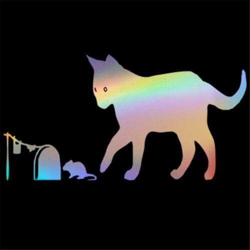 Funny Cute Cat & Mouse Animal Car Motorcycle Window Sticker Wall Glass Door Aoto Truck Laptop Vinyl Decor