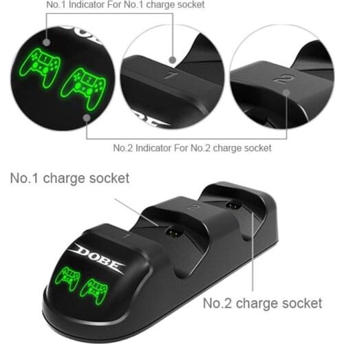 TWISTER.CK Dual Controller Charger Charging Stand for PS4/Pro/Slim with 4Micro USB Dongles micro USB adapter ports LED Indicator
