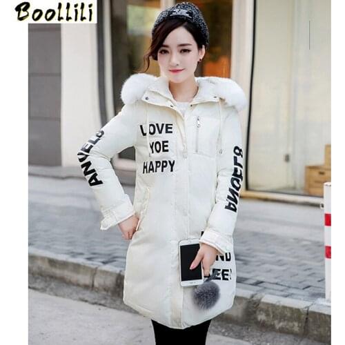 Doudoune Femme womens winter jackets and coats Large Fur Hooded Letters Print Plus Size Womens Winter Parka manteau femme