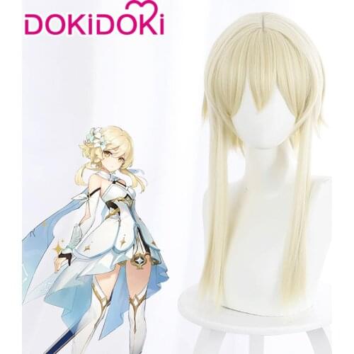 DokiDoki Game Genshin Impact Cosplay Halloween Traveler Ying Cosplay Wig Genshin Impact Traveler Cosplay Hair