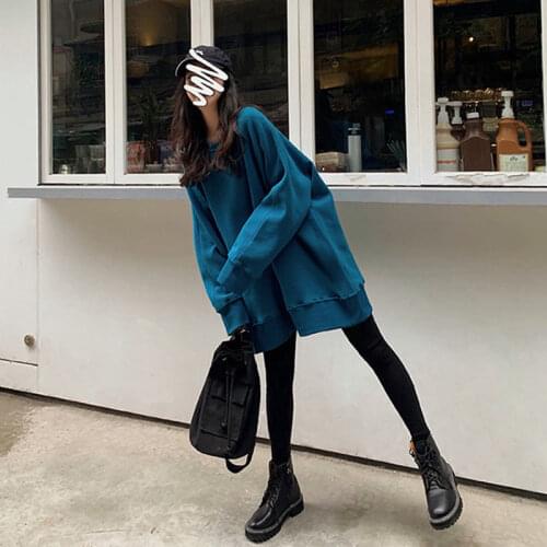 Fleece Hoodie dress hooded woman Oversized Pink Korean Clothes Plus Size Women Long Sleeve Pullover Sweatshirt Tops 2020