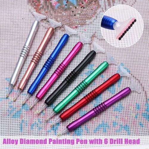 1 Set Alloy 5D Diamond Painting Pen Angled Tip Point Drill Pens Cross Stitch Embroidery DIY Craft Sewing Nail Art Accessories