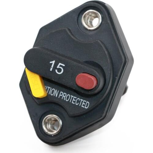 12-32V Circuit Breaker Trolling Motor Car Marine Boat Stereo Audio Inline Inverter Waterproof with Manual Reset Switch Fuse 15A