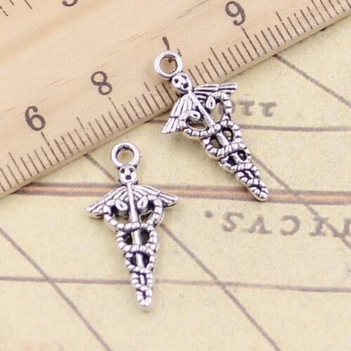 20pcs Charms Caduceus Medical Symbol Md 23x11mm Tibetan Silver Color Pendants Antique Jewelry Making DIY Handmade Craft