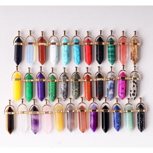50pcs/lot Gold Zinc Alloy Amethysts Pendants For Jewelry Making Natural Stone Necklace Pendant Druzy Reiki Pendulum Amulet