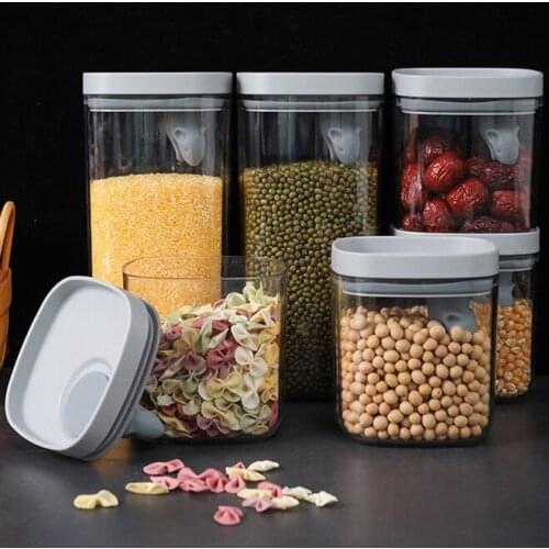 550/2000ml Kitchen Transparent Visible Grains Sealed Jars Food Storage Tank Noodle Snacks Dried Fruit Thickened Organizer Cans