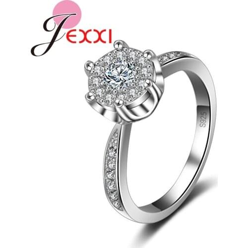 925 Sterling Silver Wedding Rings For Women 6 Claw CZ Jewelry Bague Bijoux Women Party Engagement Ring Accessories