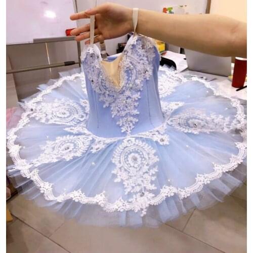 Sky Blue Ballet Dress For Girls Child Adults Women Lace Tutu Swan Dance Costumes Professional Adult Tutu Ballerina Party Kids