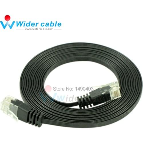 Free Shipping Black Color Passed Fluke Lan Network Patch Cord 8P8C Flat CAT6 Copper Cable 1.1mm thickness 3m
