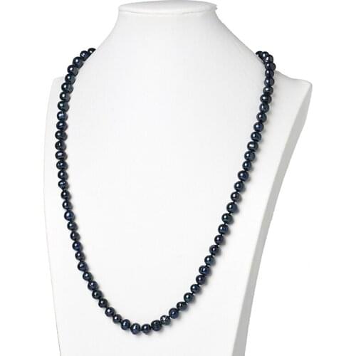 Charming Black sheen and smooth 8-9mm Freshwater Black Pearl Necklace for ladies noble character