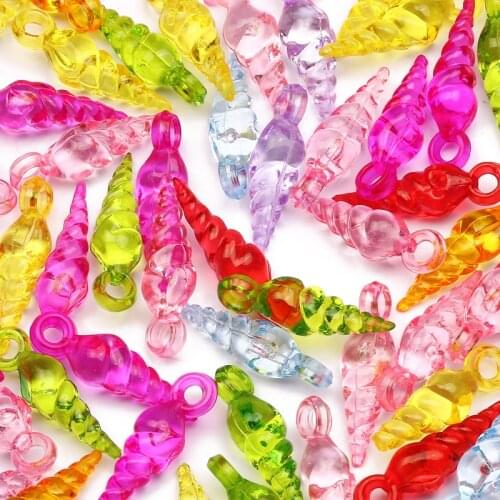 Colorful Conch 30Pcs 25x7mm Loose Spacer Beads Acrylic Pendants For Fashion Needlework DIY Handmade Material Jewelry Accessories