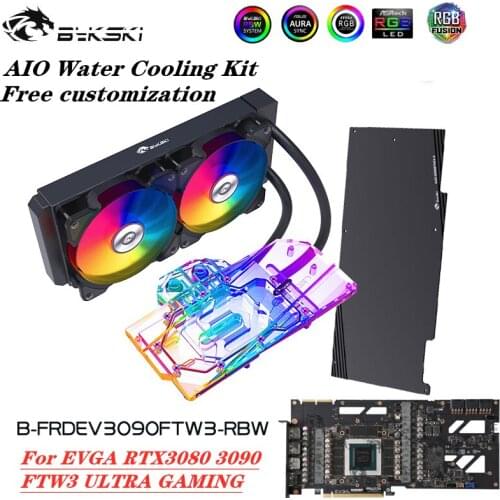 Bykski AIO Water Cooling Kit A RGB For EVGA RTX3090 3080 FTW3 ULTRA GAMING,VGA Liquild Cooler 5V MB SYNC B-FRDEV3090FTW3-RBW