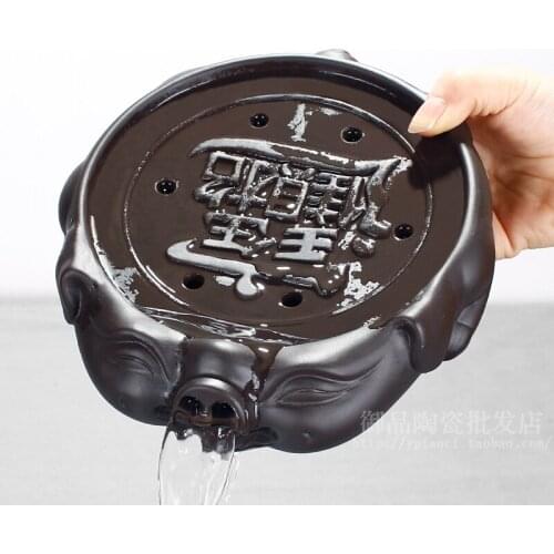 Tea tray household compact mini-kungfu dry-soaking table purple sand water storage ceramic small tray