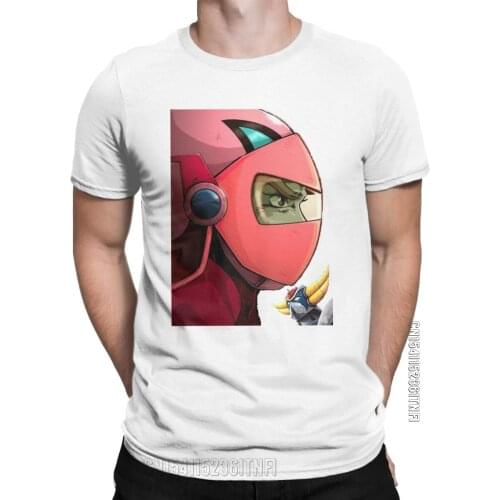 Mens T-Shirts Grendizer Super Robot Vintage 100% Cotton Tee Shirt Classic Mazinger T Shirts Crewneck Clothes Graphic