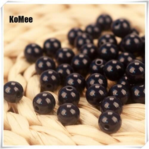 Hot Sale 5 Sizes 200pcs/lot Black Acrylic Solid Beads Bracelet DIY Chunky Beads For Jewelry Making Round Bubblegum Beads