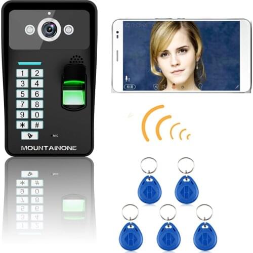 HD 720P Wireless WIFI RFID Password Fingerprint Recognition Video Door Phone Doorbell Intercom System Night Vision