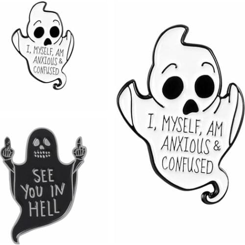 Halloween Ghost Cute Enamel Brooches badge pin for women cartoon jewelry for friend