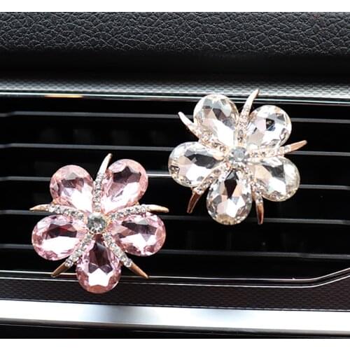 Crystal Flower Car Air Vent Clip Decoration For Car Flavoring In Auto Interior Accessory Car Aroma Diffuser Car Ornaments Girls