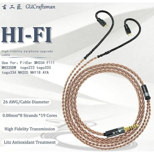 GUcraftsman 6N OCC copper for FitEar MH334 MH335DW togo334 Private 223 Private 333 F111 4.4mm balance Headphone upgrade Cable