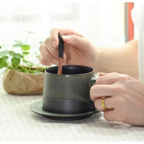 2021 New Jingdezhen Ceramic frosted coffee cup pure handmade with saucer cup